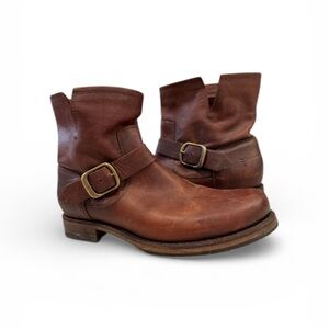 Frye Brown Leather Combat Boots